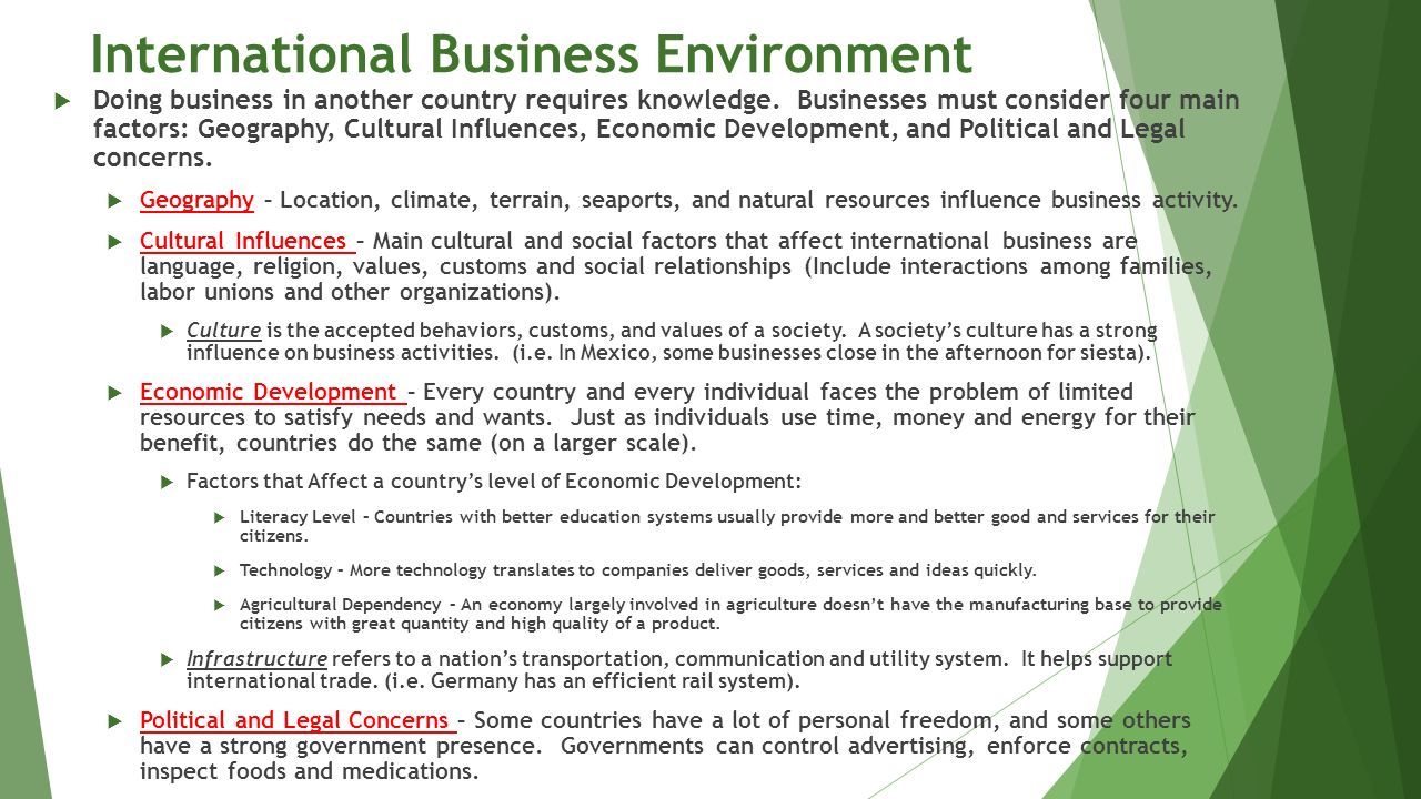 Political and legal environment affects business plan